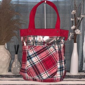 Aeropostale red plaid tote bag